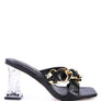 WANDY CLEAR HEEL CHAIN DETAIL SANDALS