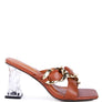 WANDY CLEAR HEEL CHAIN DETAIL SANDALS