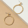Hammered hoop drop earrings