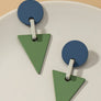color coated geo shape drop earrings