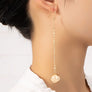 Long chain with dangling ball drop earrings
