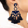 Statement geo shape tassel earrings