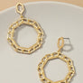 Octagon chunky link chain hoop drop earrings