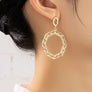 Octagon chunky link chain hoop drop earrings