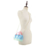 DIONA J TRENDY JELLY MULTI TONE SQUARE SHAPED HANDLE TOTE BAG COLOR PINK/BLUE