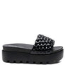 SUNDAE PLATFORM SLIDES WITH WOVEN TEXTURED STRAPS