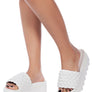 SUNDAE PLATFORM SLIDES WITH WOVEN TEXTURED STRAPS