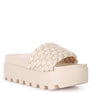 SUNDAE PLATFORM SLIDES WITH WOVEN TEXTURED STRAPS