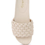 SUNDAE PLATFORM SLIDES WITH WOVEN TEXTURED STRAPS