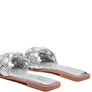 MARCUE PATENT PU QUILTED SLIDES IN WOVEN STRAPS