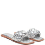 MARCUE PATENT PU QUILTED SLIDES IN WOVEN STRAPS
