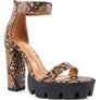 RATTLE SNAKE PRINT HIGH HEELED BLOCK SANDAL