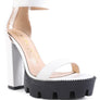 RATTLE SNAKE PRINT HIGH HEELED BLOCK SANDAL
