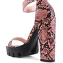 RATTLE SNAKE PRINT HIGH HEELED BLOCK SANDAL