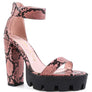 RATTLE SNAKE PRINT HIGH HEELED BLOCK SANDAL