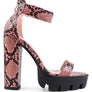 RATTLE SNAKE PRINT HIGH HEELED BLOCK SANDAL