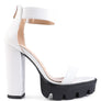 RATTLE SNAKE PRINT HIGH HEELED BLOCK SANDAL