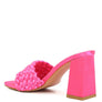 LUST LOOK BRAIDED SATIN BLOCK SANDALS
