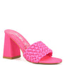 LUST LOOK BRAIDED SATIN BLOCK SANDALS