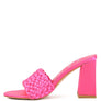 LUST LOOK BRAIDED SATIN BLOCK SANDALS