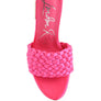 LUST LOOK BRAIDED SATIN BLOCK SANDALS