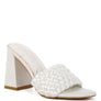 LUST LOOK BRAIDED SATIN BLOCK SANDALS