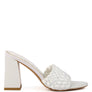 LUST LOOK BRAIDED SATIN BLOCK SANDALS