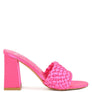 LUST LOOK BRAIDED SATIN BLOCK SANDALS