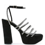 TRICKS SNAKE SKIN HIGH BLOCK HEELED SANDALS