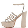 TRICKS SNAKE SKIN HIGH BLOCK HEELED SANDALS