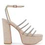 TRICKS SNAKE SKIN HIGH BLOCK HEELED SANDALS