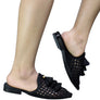 MIRIAM Woven Metallic Tassel Flat Mules