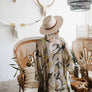 Ikebana Kimono W/ Suede Tie Belt