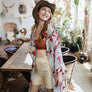 Ikebana Kimono W/ Suede Tie Belt