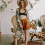 Ikebana Kimono W/ Suede Tie Belt