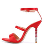 LAWSUIT RHINESTONE BALL HEEL SATIN SANDALS