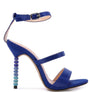 LAWSUIT RHINESTONE BALL HEEL SATIN SANDALS