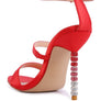 LAWSUIT RHINESTONE BALL HEEL SATIN SANDALS