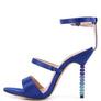 LAWSUIT RHINESTONE BALL HEEL SATIN SANDALS