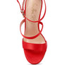 LAWSUIT RHINESTONE BALL HEEL SATIN SANDALS