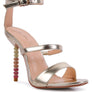 LAWSUIT RHINESTONE BALL HEEL SATIN SANDALS