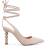 SPICED FAUX SUEDE CUT OUT HEEL LACEUP SANDALS