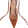 SPICED FAUX SUEDE CUT OUT HEEL LACEUP SANDALS