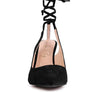 SPICED FAUX SUEDE CUT OUT HEEL LACEUP SANDALS