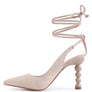 SPICED FAUX SUEDE CUT OUT HEEL LACEUP SANDALS
