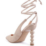SPICED FAUX SUEDE CUT OUT HEEL LACEUP SANDALS
