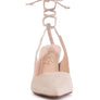 SPICED FAUX SUEDE CUT OUT HEEL LACEUP SANDALS