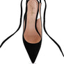 SPICED FAUX SUEDE CUT OUT HEEL LACEUP SANDALS