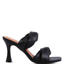 GLAM GIRL TWISTED STRAP SPOOL HEELED SANDALS