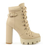 WILLOW CUSHION COLLARED LACE-UP HIGH ANKLE BOOTS